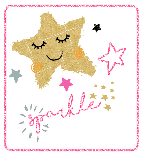 Smiling Star Kids T-Shirt Glitter Printing Design